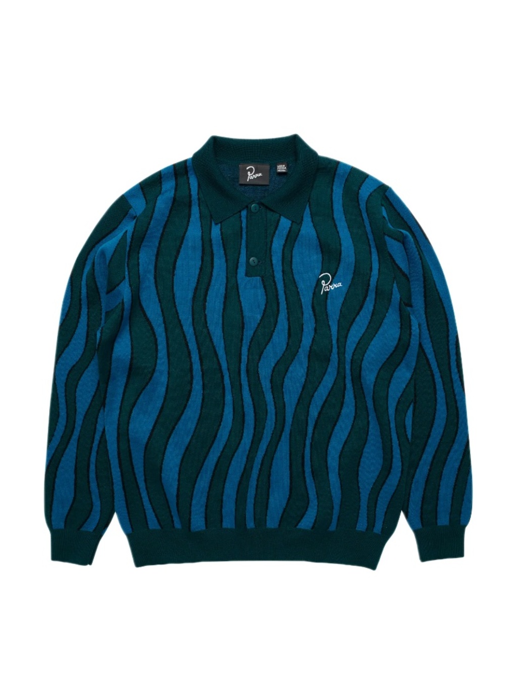By Parra Aqua Weed Waves Knitted Polo Shirt - Multi Colored, Medium